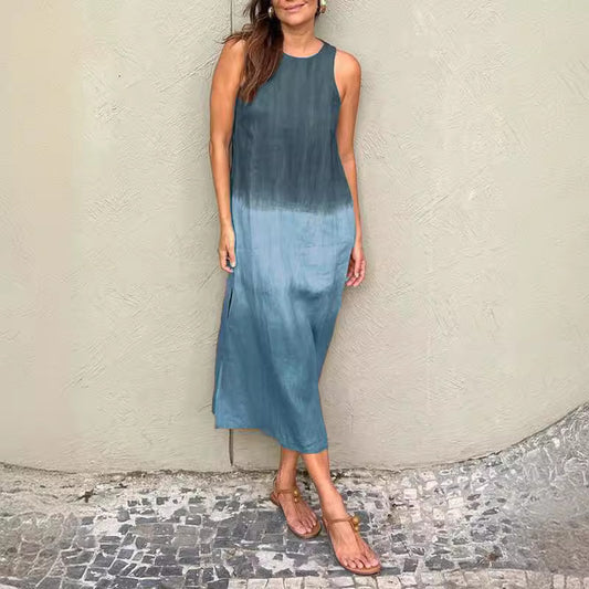 Abito estivo a colori con scollo tondo senza maniche